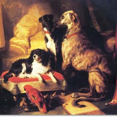 Particolare dipinto Her Majesty's Favourite Pets di Edwin Henry Landseer